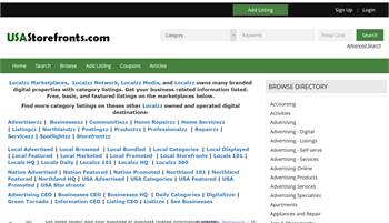 USAStorefronts.com - National to local business related information listings.  